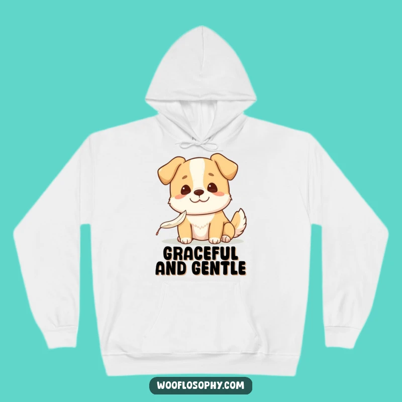 Funny Kawaii Dog Hoodie: Cozy smiling pup sweatshirt, a peaceful and funny gift for relaxation.