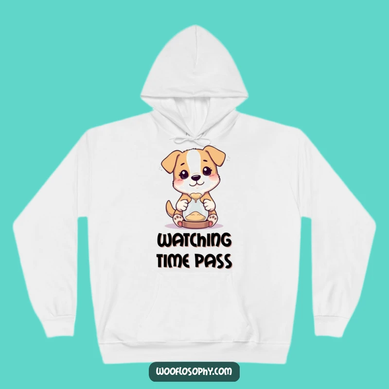 Funny Dog Hourglass Hoodie - Cozy Curiosity and Time Watching