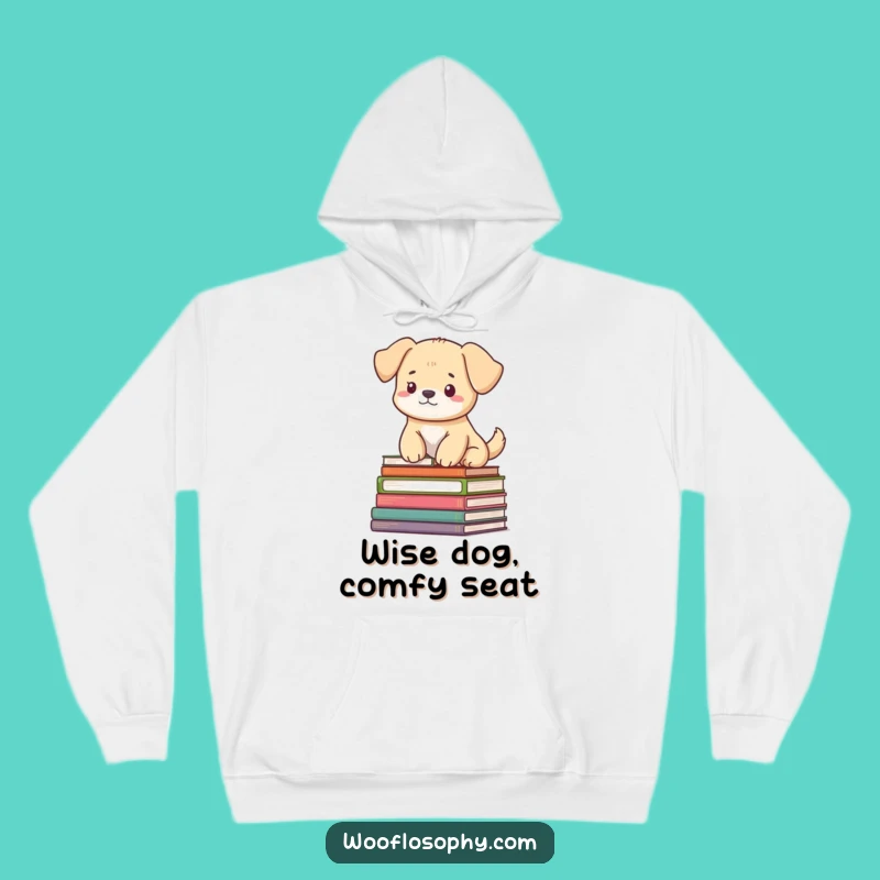 Funny Dog Book Throne Hoodie: Cozy Serene Pooch, Ultimate Funny Gift!