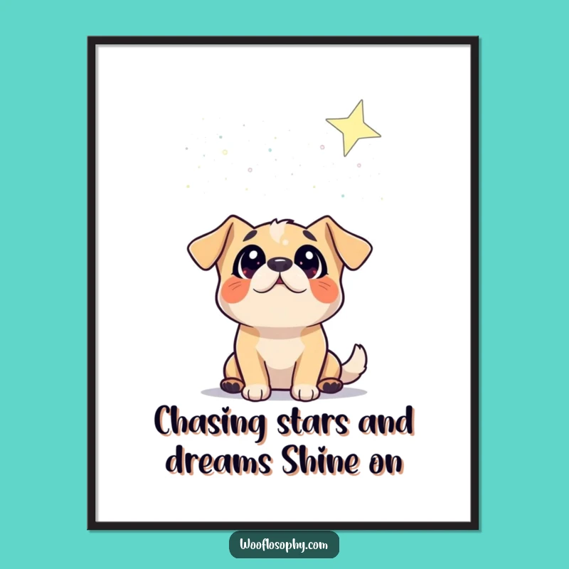 Free Printable Wall Art: Dog Gazing at Stars - Whimsical Downloadable Art