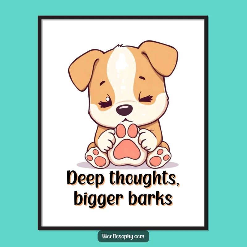 Free Printable Dog Paw Print Wall Art - Funny Thinking Dog Downloadable Art Gift
