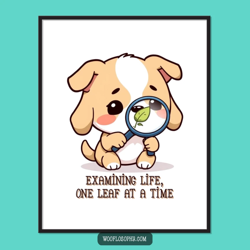 Free Printable Dog Leaf Study Wall Art - Curious Investigator Pup Downloadable Decor