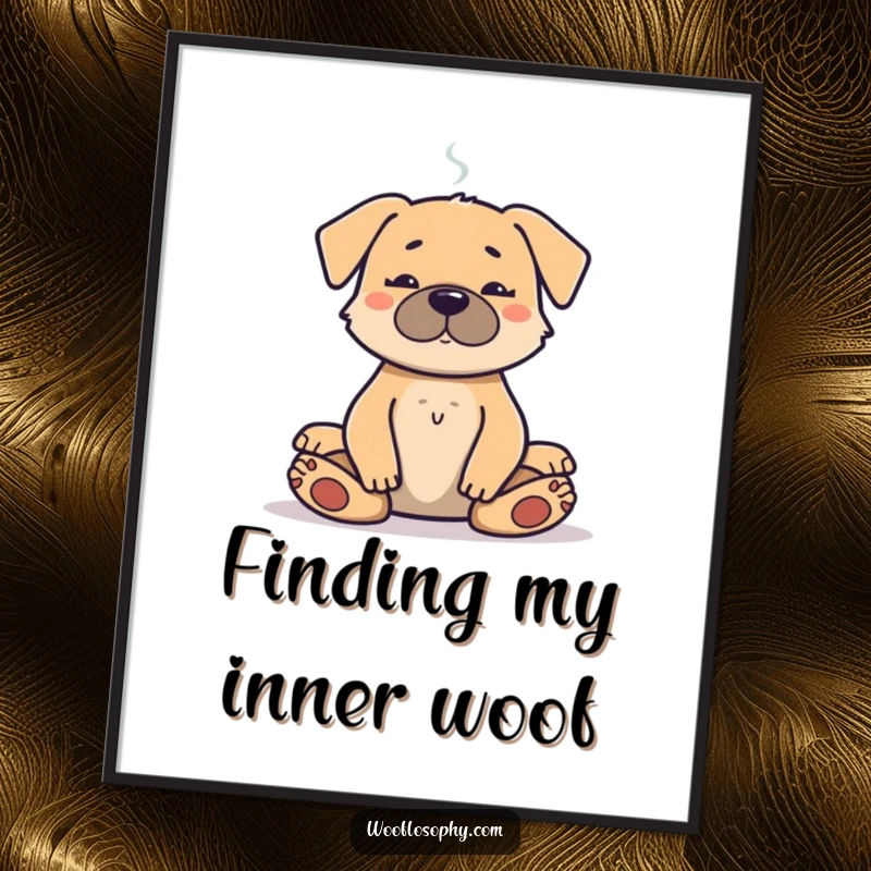 Funny Free Printable Wall Art: A dog in deep meditation, smoke gently swirling, bringing serene vibes.