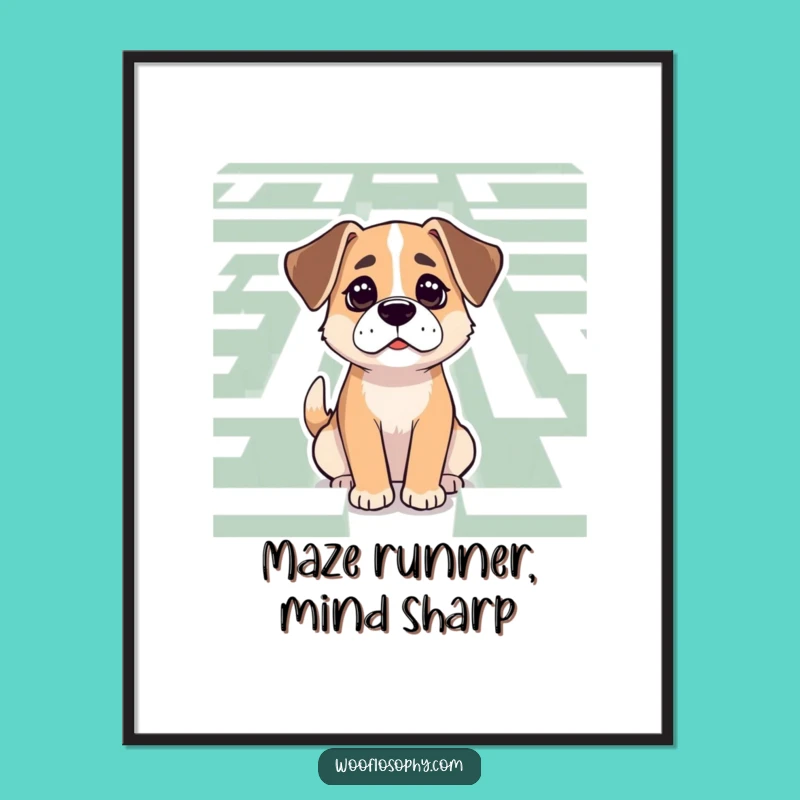 Free Printable Wall Art: Determined Dog Maze, Brainy Doggy Downloadable Decor