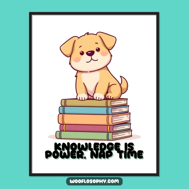 Free Printable Wall Art: Wise Dog Reader, Funny Downloadable Decor for Book Nooks