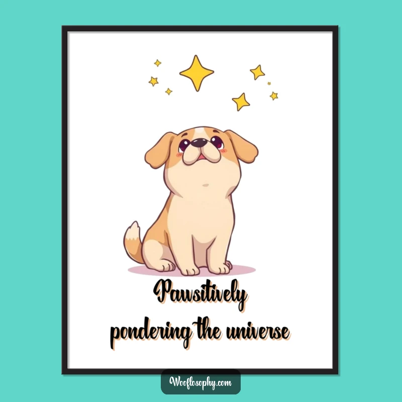 Free Printable Wall Art: Wonder Dog Gazing at Stars, Funny Downloadable Decor