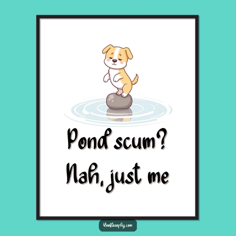 Funny Free Printable Dog Pond Balance Art: Quirky Downloadable Poster for Decor