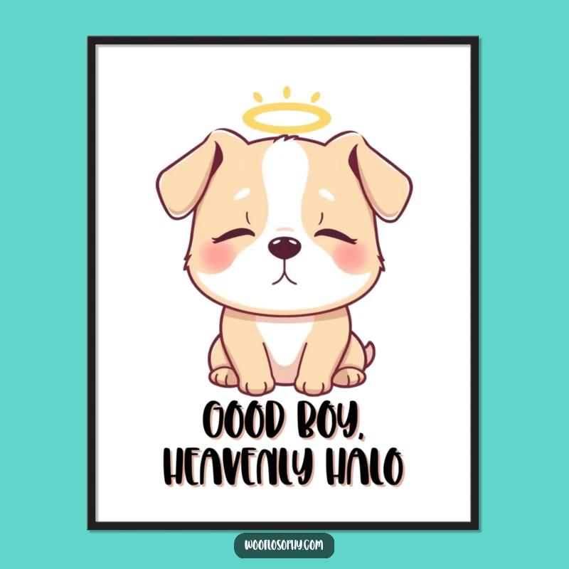 Funny Free Printable Wall Art: Angel Dog Bliss Downloadable Art Decor