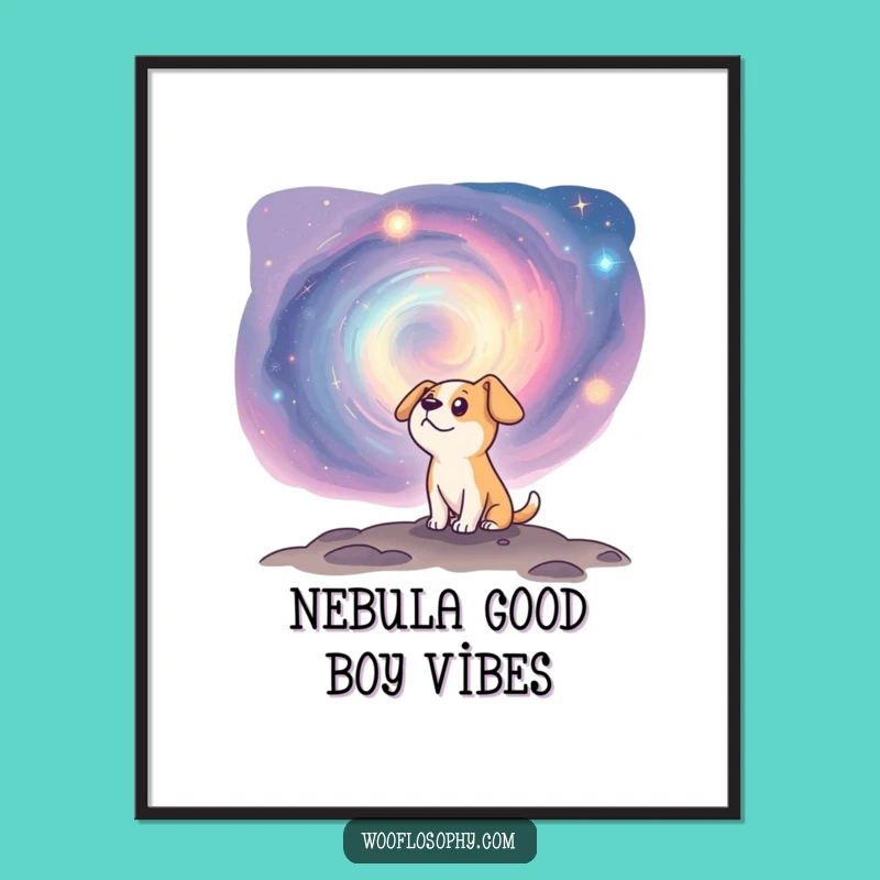 Funny Free Printable Wall Art: Curious Dog Cosmic Nebula - Downloadable Art Decor