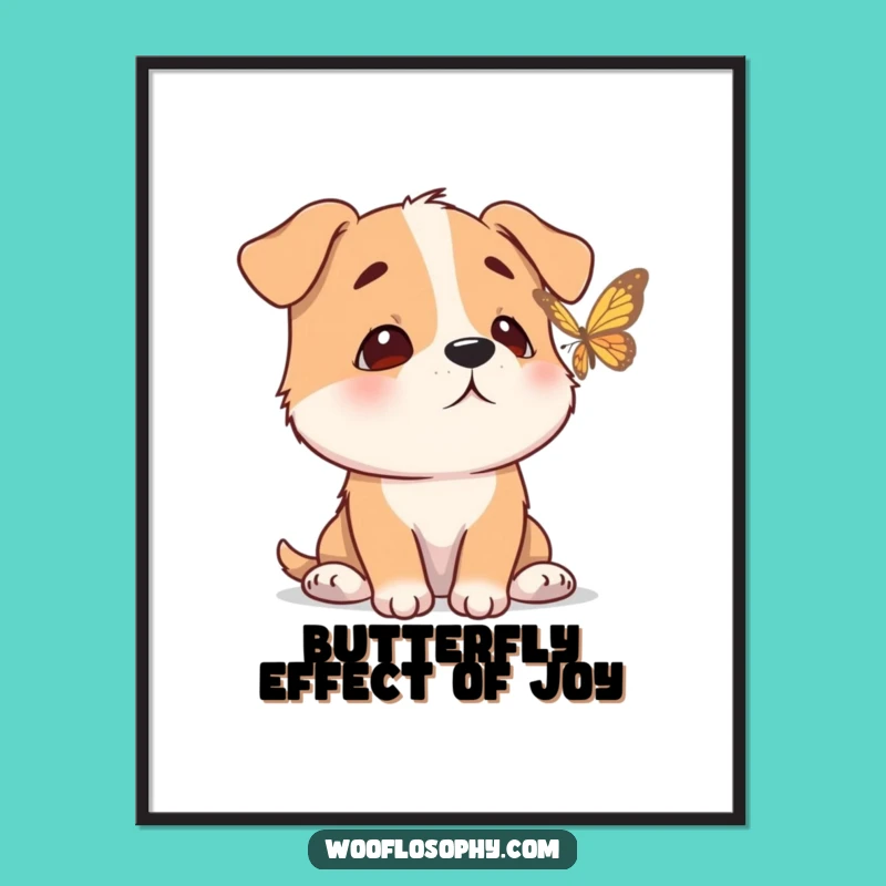 Funny Free Printable Wall Art: Serene Dog & Butterfly - Downloadable Art for Calm Spaces