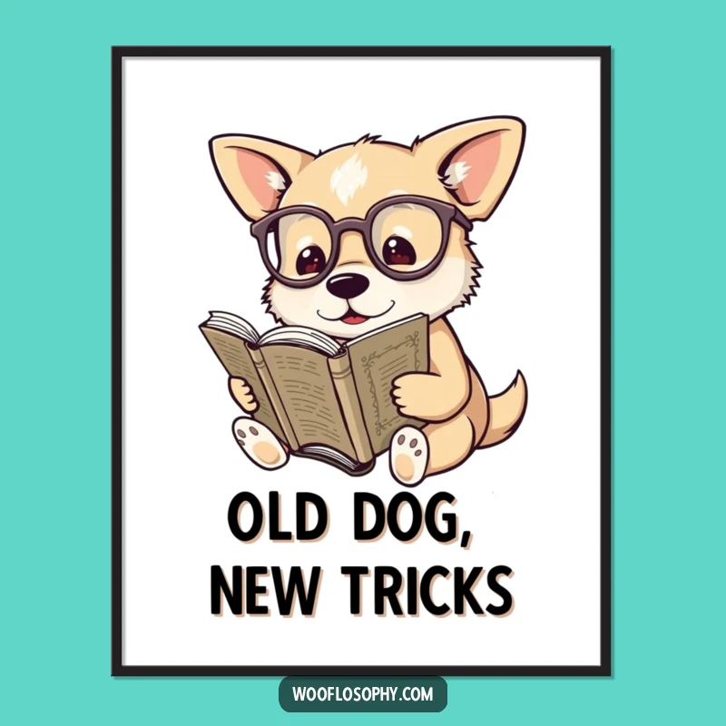 Funny Free Printable Wall Art: Wise Dog Scholar - Downloadable Art for Book Lovers