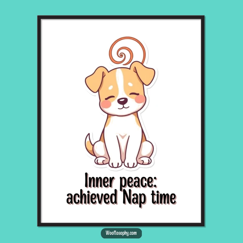 Funny Free Printable Wall Art: Zen Dog, Meditative Downloadable Decor