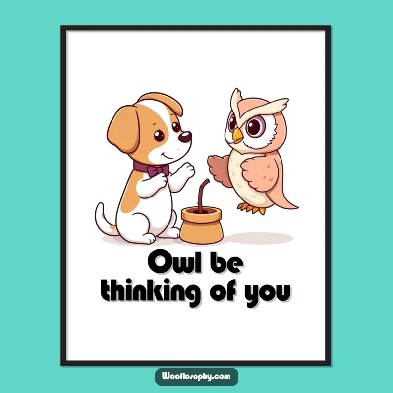 Free Printable Dog Owl Puppet Wall Art: Cerebral Pup Funny Downloadable Decor