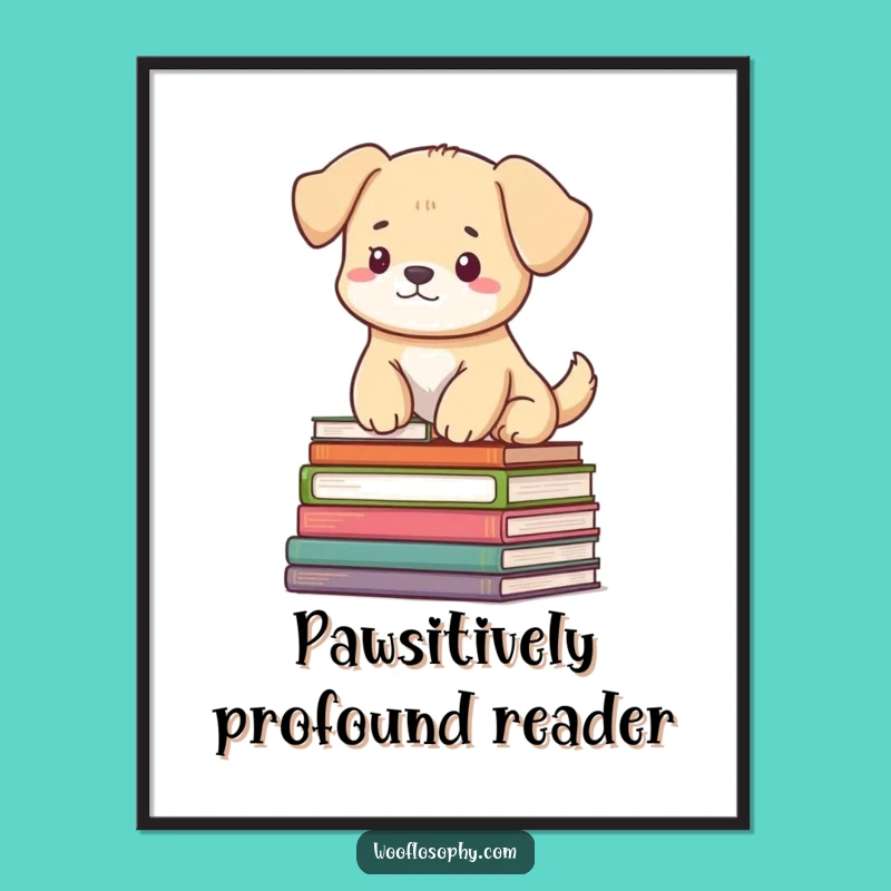 Free Printable Wall Art: Serene Dog Book Lover LOL Downloadable Art Gift