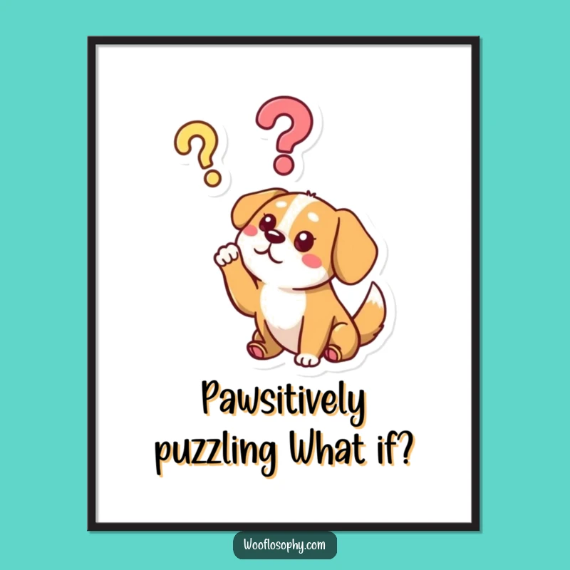 Free Printable Wall Art: Pondering Dog with Question Mark - Downloadable Art