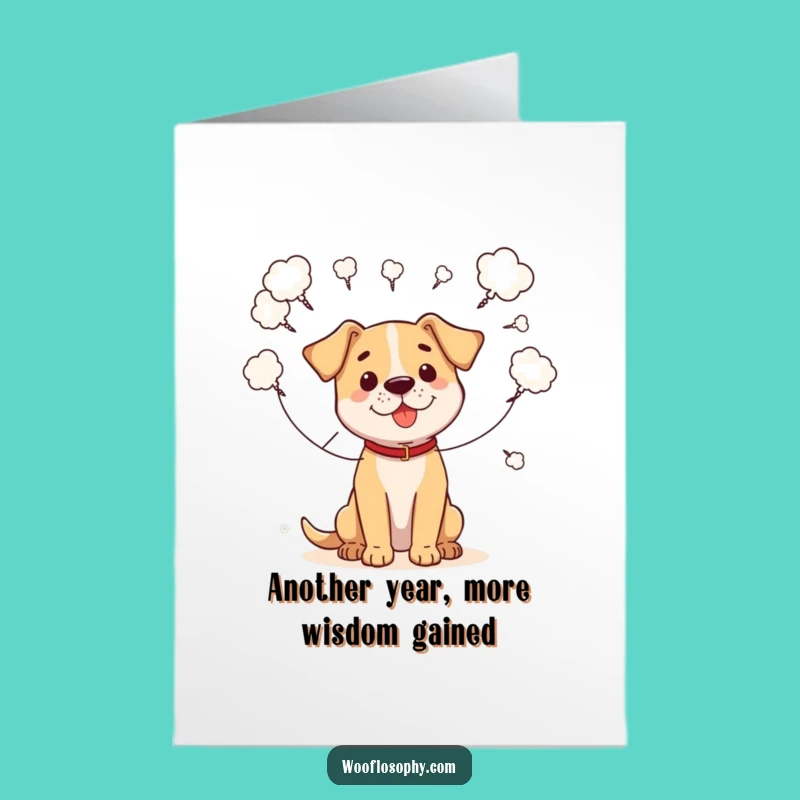 Free Printable Birthday Card: Funny Dog Connecting Thoughts - Downloadable Quirky Greeting