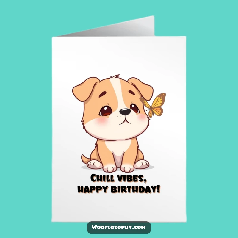 Peaceful Free Printable Birthday Card: Serene Dog & Butterfly - Downloadable Calm Gift