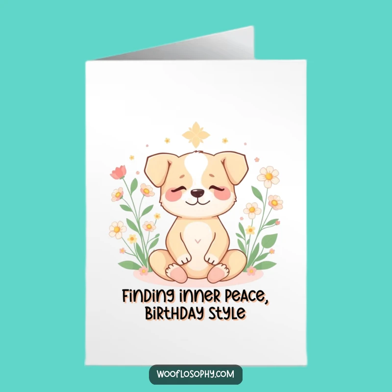Free Printable Birthday Card: Zen Dog, Peaceful Humor, Downloadable Gift