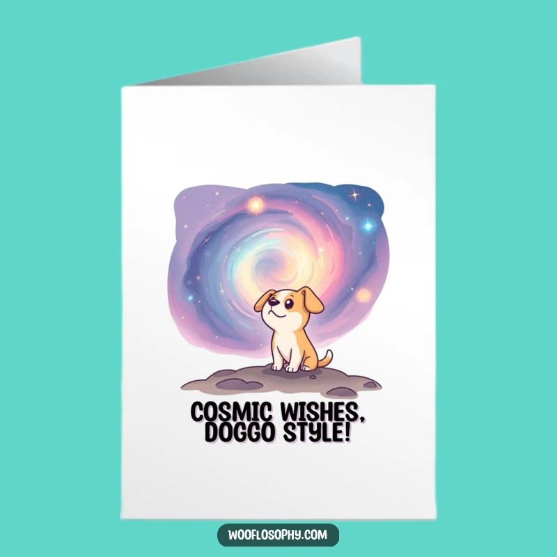 Free Printable Birthday Card: Curious Dog Cosmic Wonder - Funny Downloadable Gift