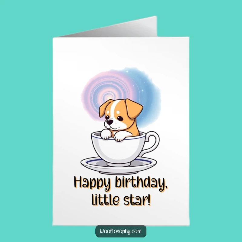 Free Printable Birthday Card: Dog Galaxy Teacup Wonder - Downloadable Gift!