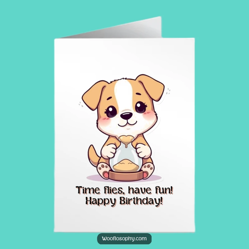 Free Printable Birthday Card: Dog Hourglass Fun Downloadable Gift