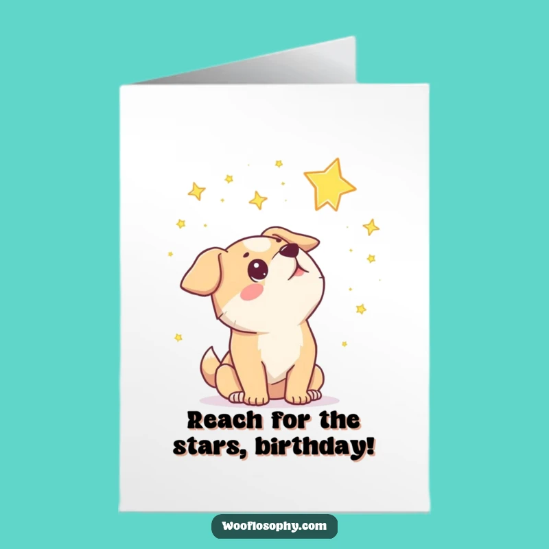Free Printable Birthday Card: Starry-Eyed Dog Wonder, Funny Downloadable for Dreamers