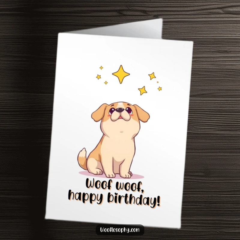 Funny Free Printable Birthday Card: A dog gazing at the stars, filled with wonder, sending birthday wishes.