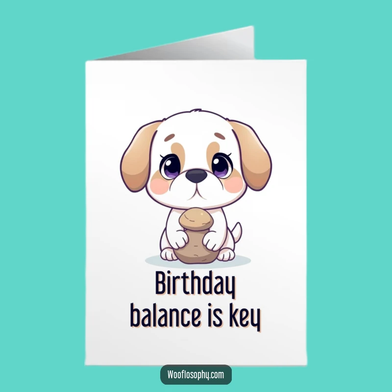 Free Printable Birthday Card: Zen Dog, Balanced & Funny Downloadable Gift