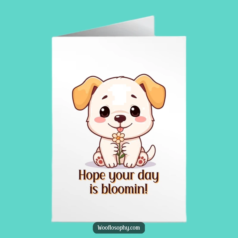 Free Printable Dog Flower Birthday Card - Sweet Doggy Thinking Downloadable Gift