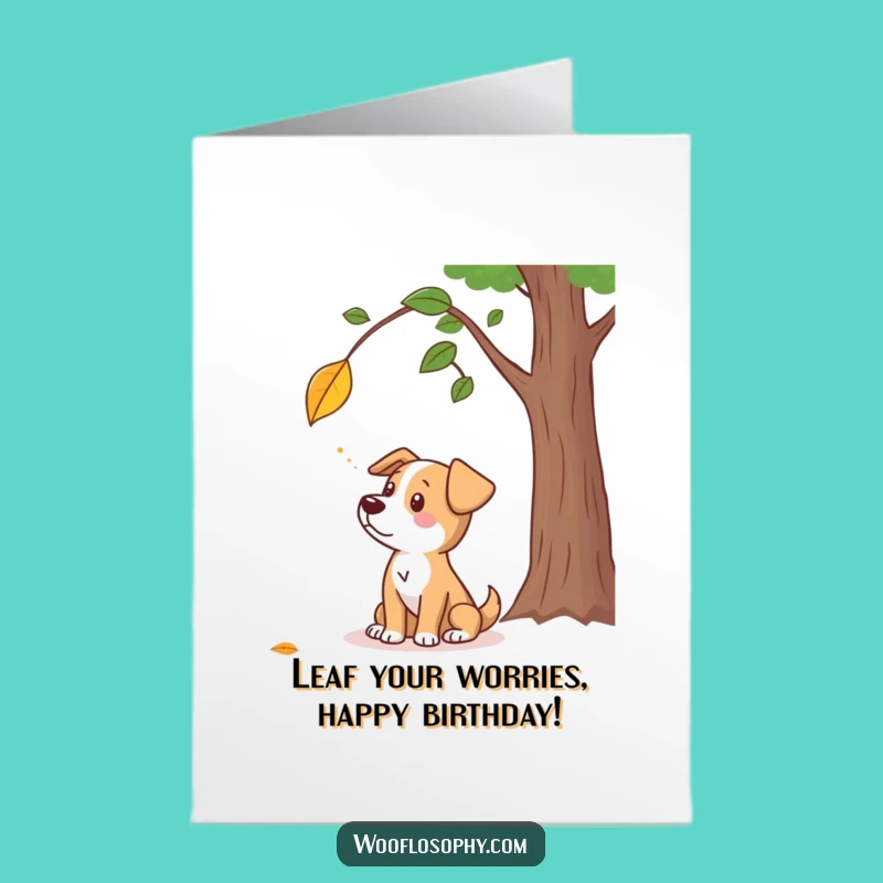Free Printable Birthday Card: Thoughtful Dog Embraces Autumns Humor - Downloadable Gift