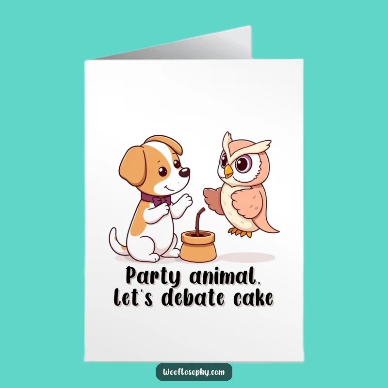 Free Printable Dog Owl Puppet Birthday Card: Smart Pup Funny Downloadable Gift