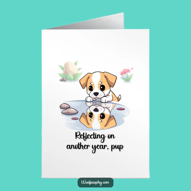Free Printable Birthday Card: Reflective Dog, Deep Thoughts, Humorous Gift