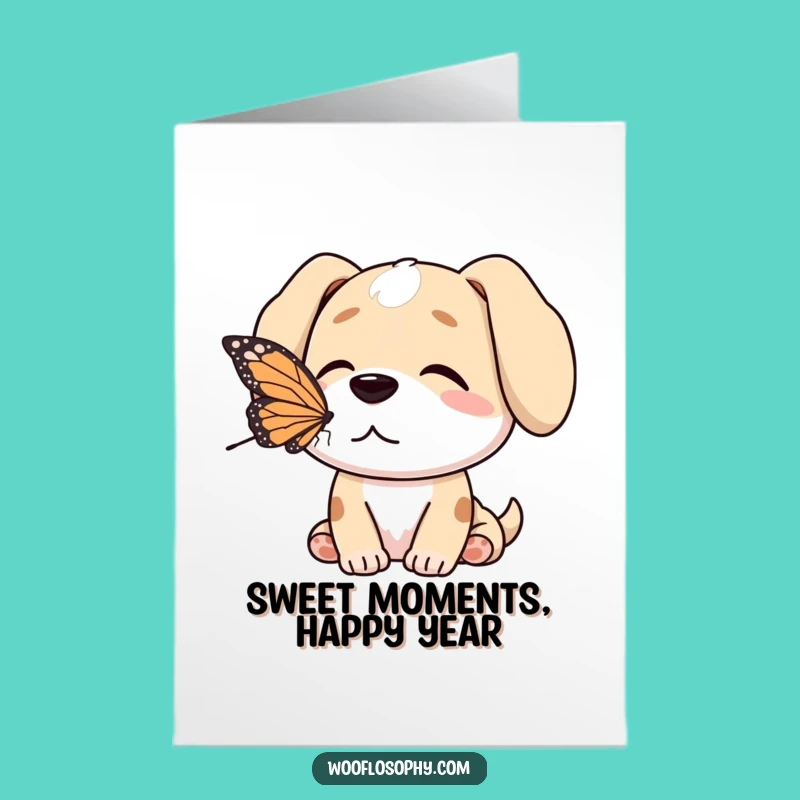 Free Printable Birthday Card: Peaceful Dog Butterfly Funny Downloadable Gift