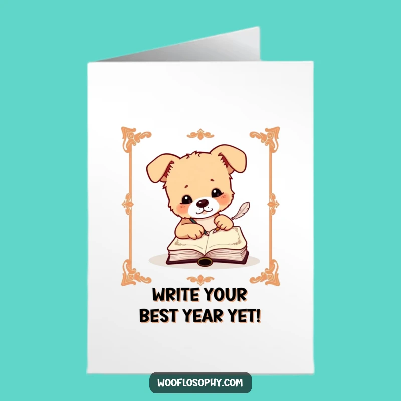 Free Printable Funny Dog Birthday Card: Literary Pup's Wishes, Download Fancy Fun!