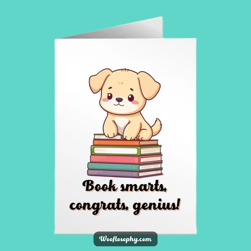 Free Printable Congrats Card: Bookworm Dog Wisdom LOL Downloadable Gift