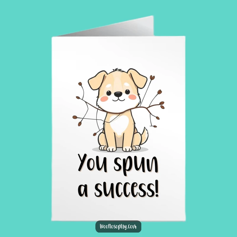 Free Printable Congrats Card: Dog Web Weaver Humorous Downloadable Art