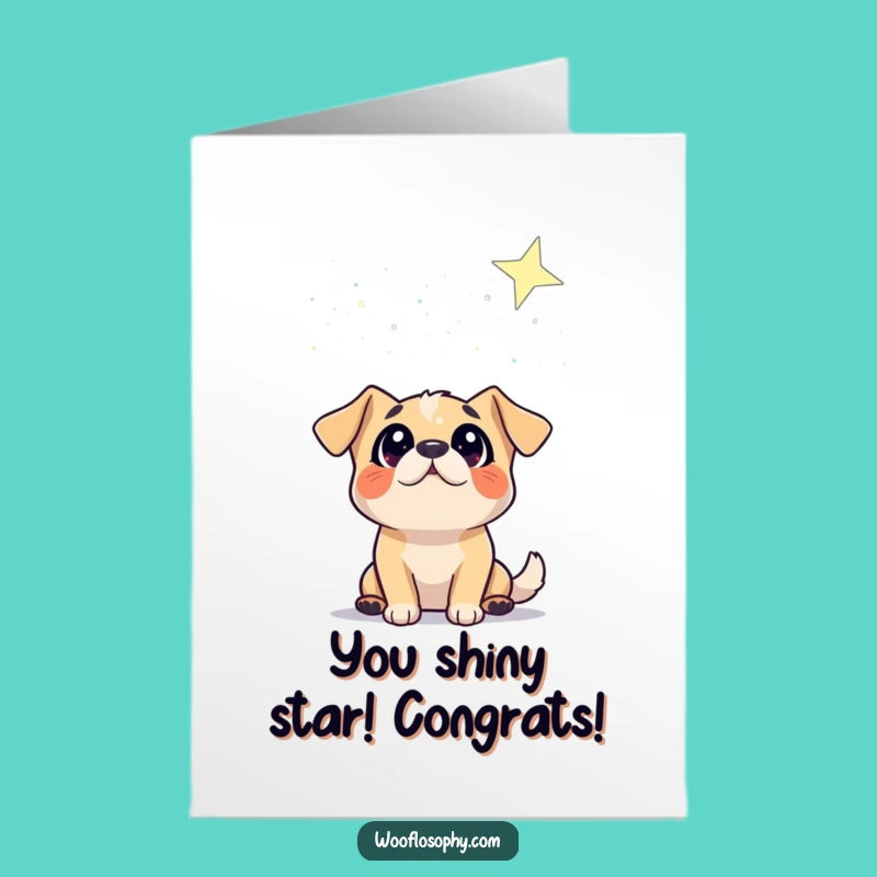 Free Printable Congrats Card: Starry-Eyed Dog Cheers Your Success - Downloadable Gift