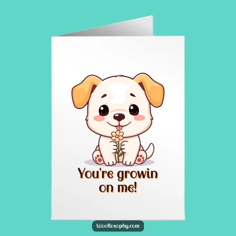 Free Printable Dog Flower Congrats Card - Sweet Doggy Thinking Downloadable Gift
