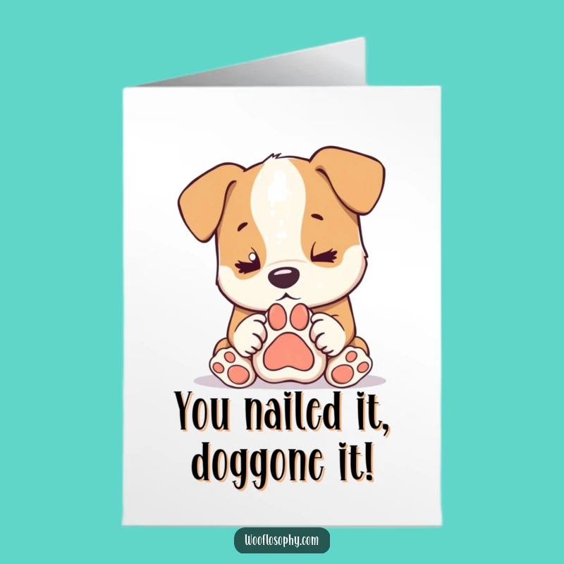Free Printable Dog Paw Print Congrats Card - Funny Dog Thinking Downloadable Gift