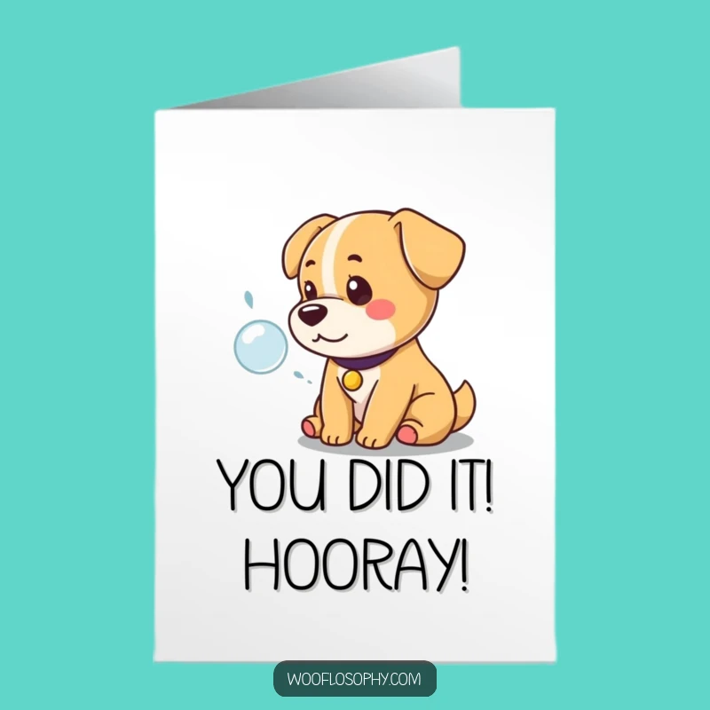 Kawaii Dog Congratulates: Free Printable Card for Any Achievement - Funny Downloadable Gift