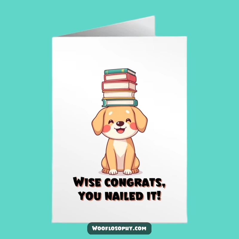 Free Printable Congrats Card: Smart Dog Book Stack - Downloadable Gift!