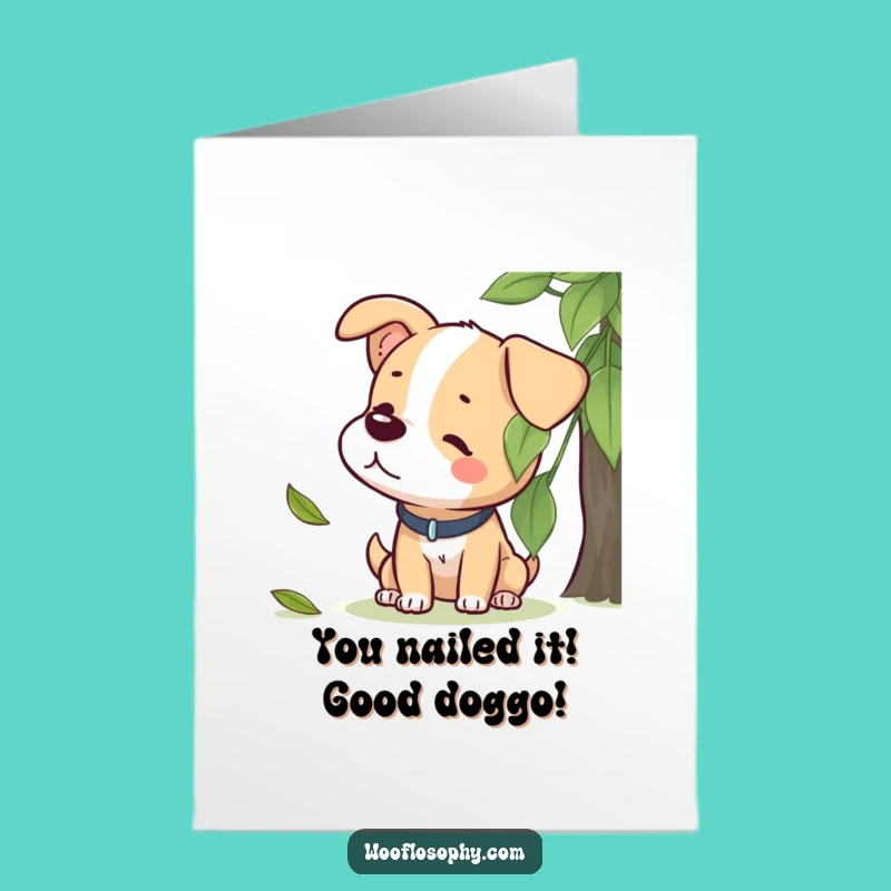 Free Printable Congrats Card: Dog Leaf Listening Success Downloadable