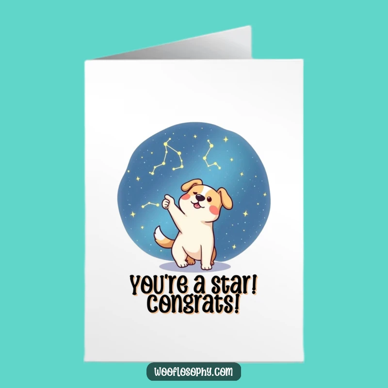 Free Printable Dog Constellation Congrats Card - Enthusiastic Pup Downloadable