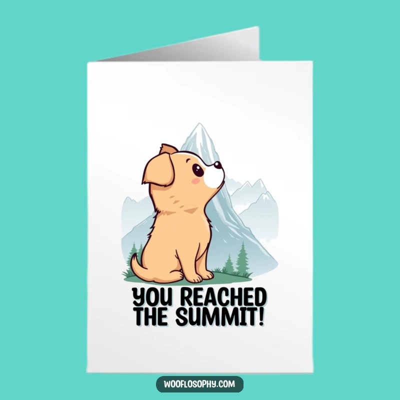 Free Printable Congrats Card: Dog's Mountain Summit Awe Funny Downloadable