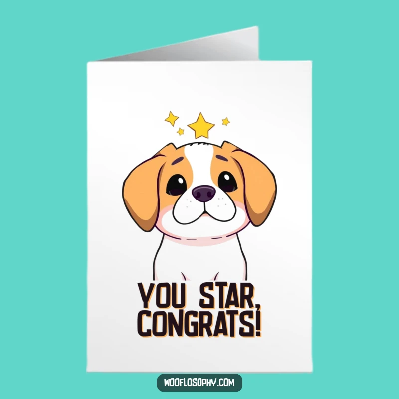 Free Printable Dog Starry Congrats Card: Dreamy Pup Funny Downloadable