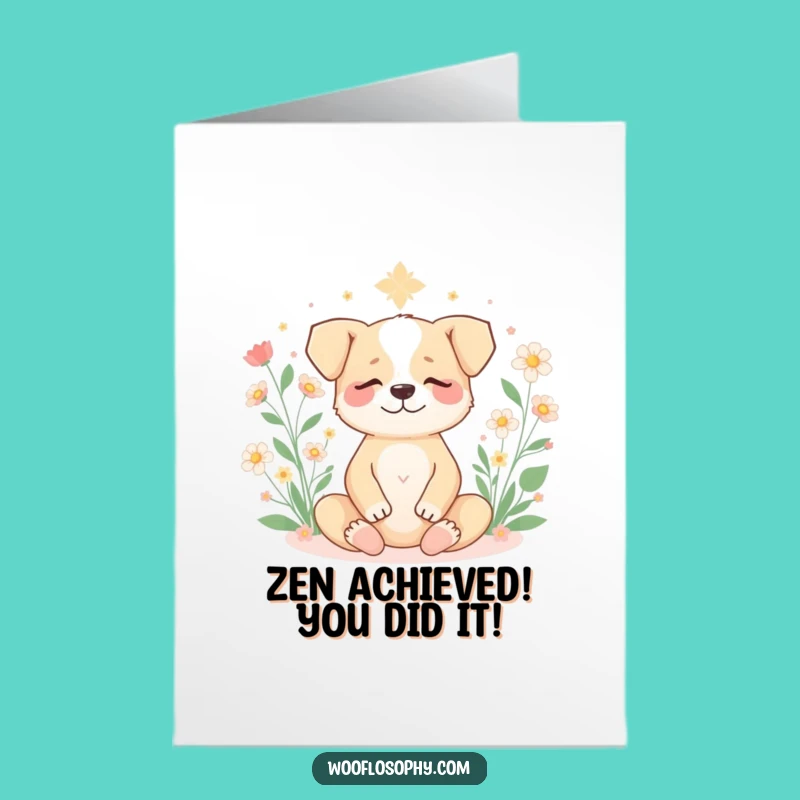 Free Printable Congrats Card: Calm Dog, Blooming Success, Downloadable Gift