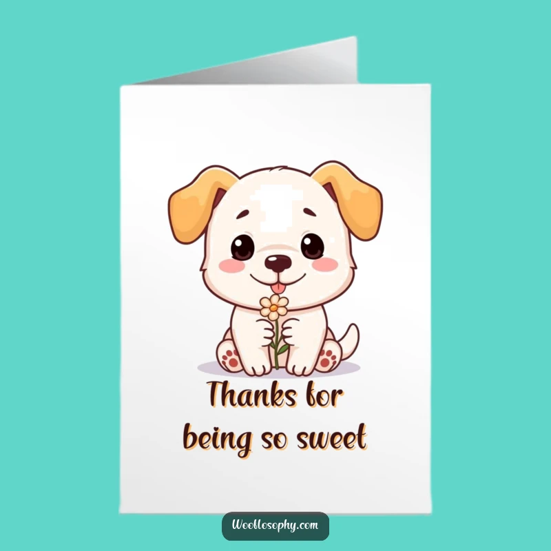 Free Printable Dog Flower Thank You Card - Sweet Doggy Thinking Downloadable Gift