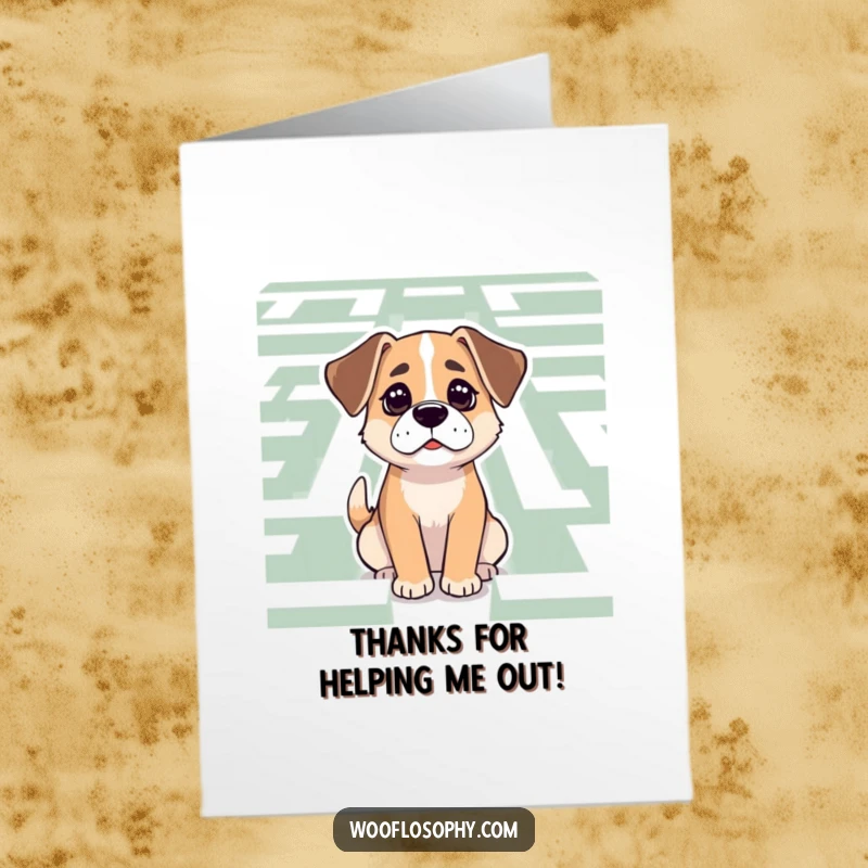Funny Free Printable Thank You Card: Dog looking determined at a maze, a thoughtful and humorous DIY thank you.