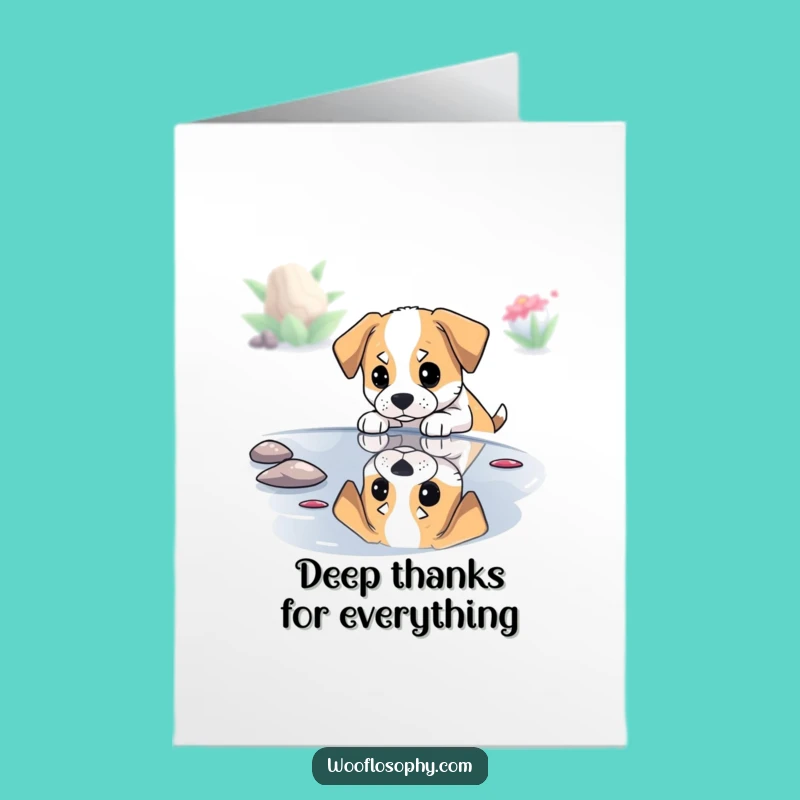 Free Printable Thank You Card: Grateful Reflection, Thoughtful Dog, Downloadable