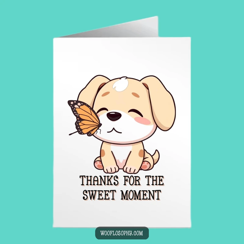 Free Printable Thank You Card: Peaceful Dog Butterfly Funny Downloadable Gift